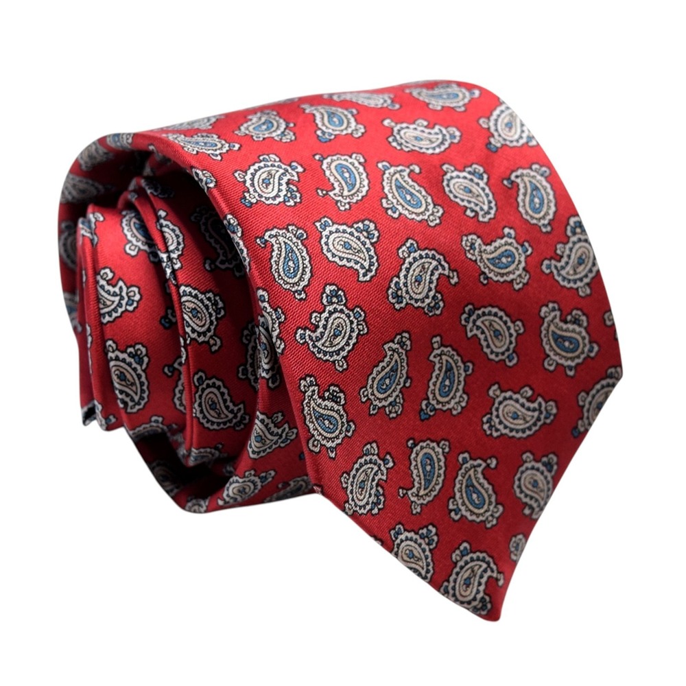 Vintage GANT Red Paisley Woven 100% Silk Preppy Necktie Made In USA 57" x 3.25" - Picture 2 of 9